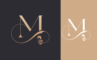 Abstract Initial letter M and Infinity decoration logo design vector illustration