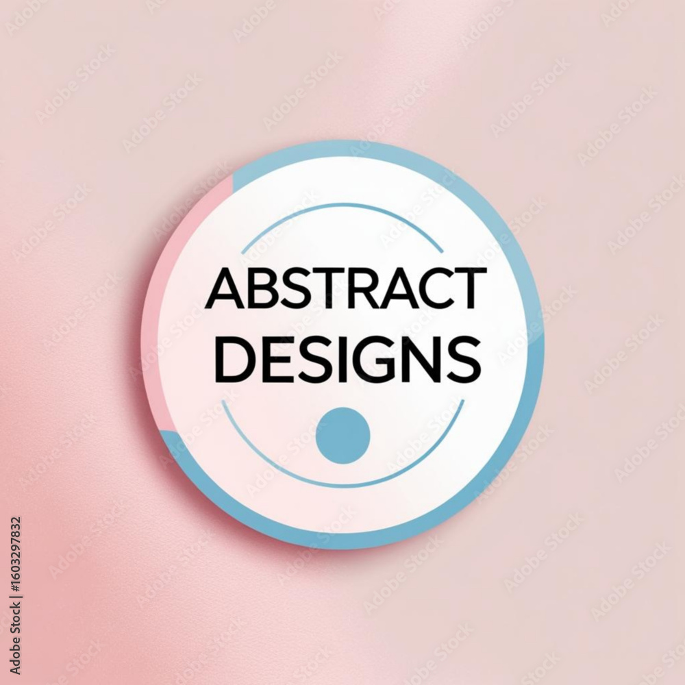 Fototapete circular emblem with text and dot on pastel pink surface with soft gradient and light shadows around