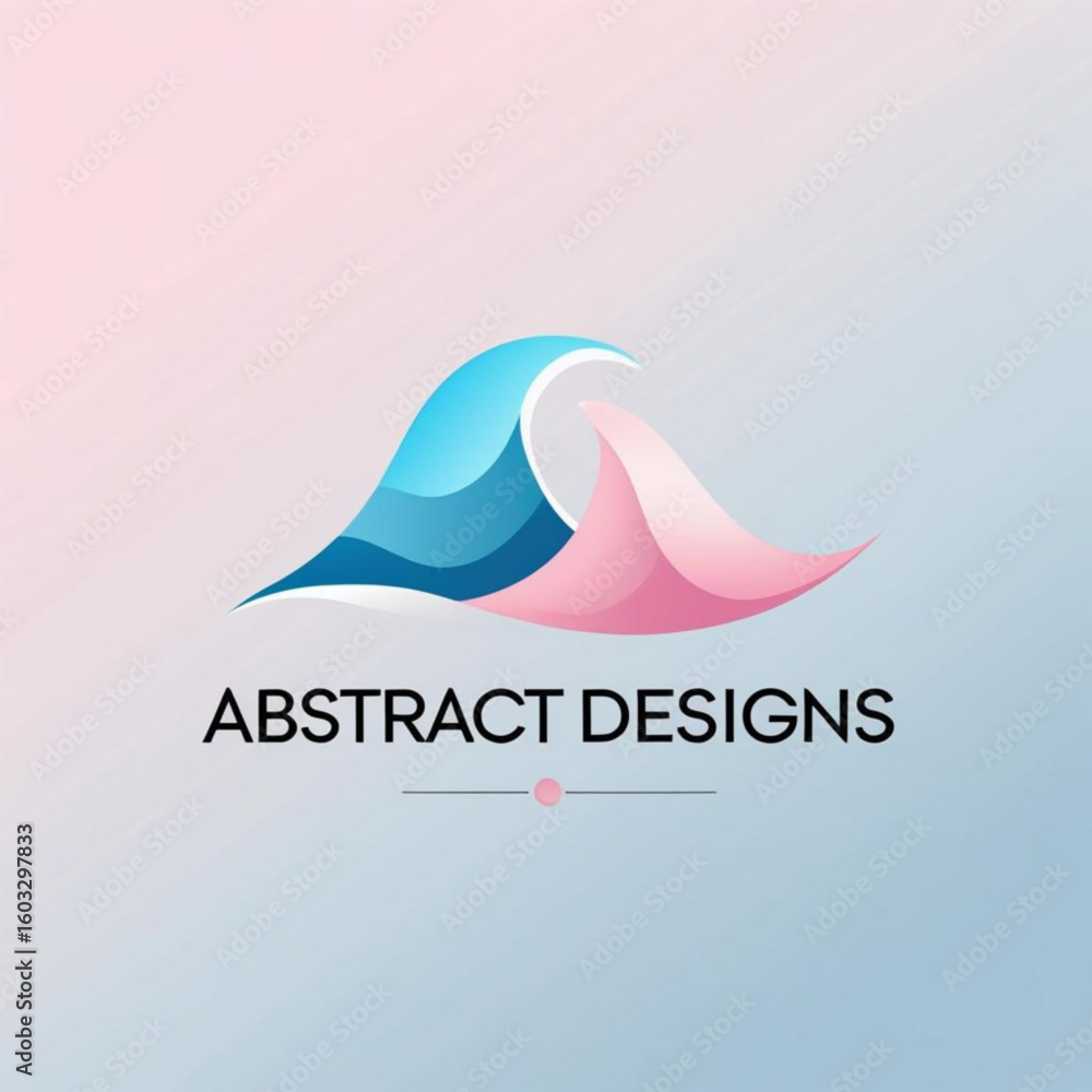 Aufkleber Stylized graphic featuring two overlapping wave shapes in blue and pink hues on a gradient background design