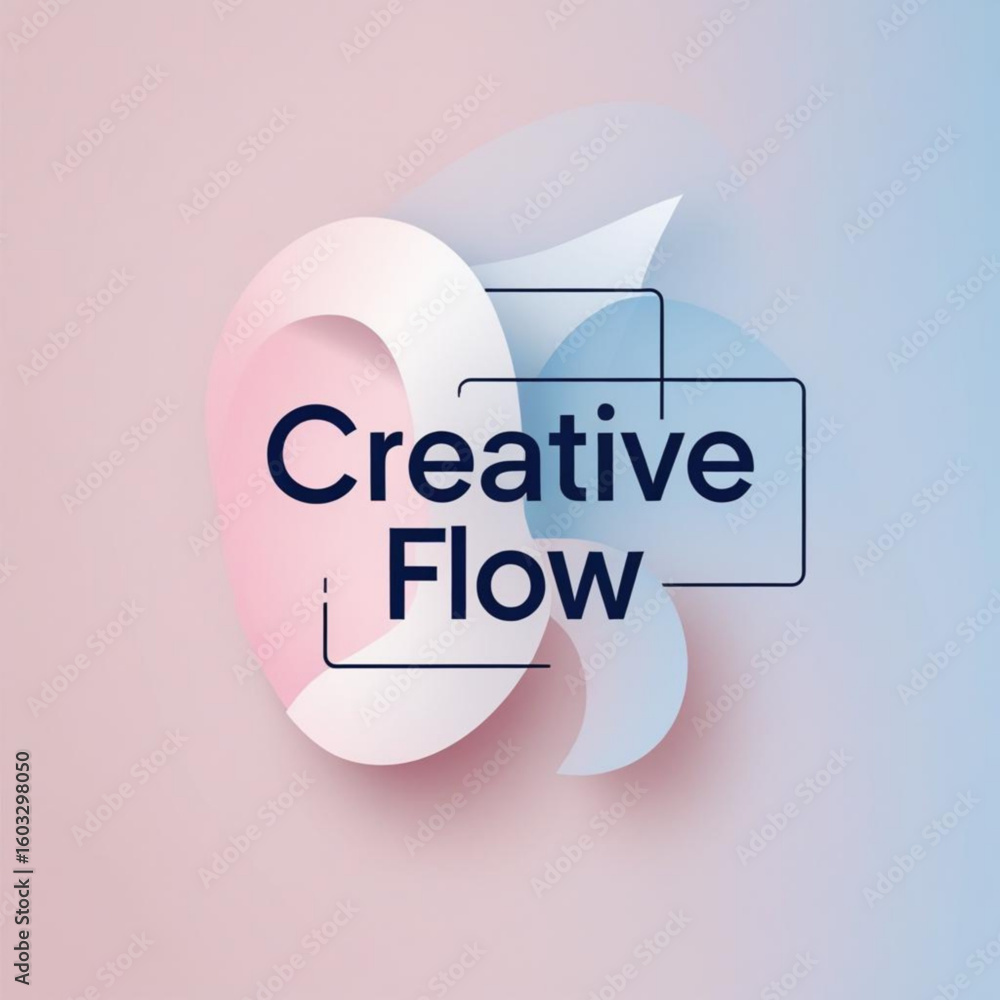 Poster abstract graphic with rounded shapes and text overlay on a gradient colored surface design element