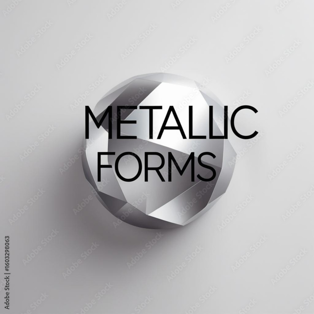 Fototapete polygonal sphere with metallic sheen casting soft shadow on a plain surface in a minimalist composit