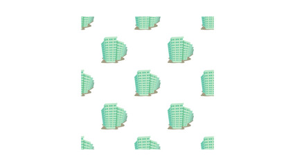 Fototapeta premium Seamless city skyline pattern featuring light green urban buildings, perfect for architectural designs, adding an urban vibe to any project or creative endeavor