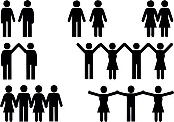 Fototapeta premium Positive Stick Figures Celebrating Togetherness, Unity, and Friendship in Society