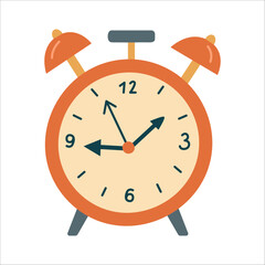 Alarm table clock. Hand drawn flat style vector illustration. Back to school theme element.	
