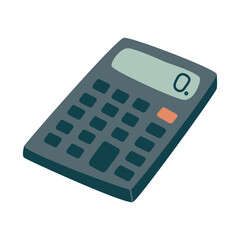 Calculator math device hand drawn flat vector illustration