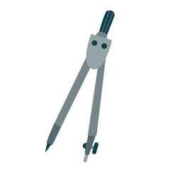 Compass or divider drawing tool. Hand drawn flat style vector illustration
