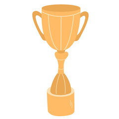 Trophy cup hand flat style illustration. Back to school theme element.	
