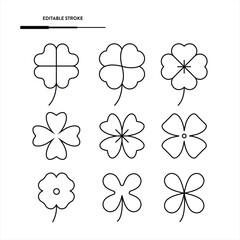 Four Leaf Clover Icon Set Vector Design.