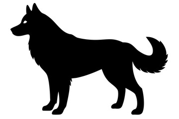 Long Haired Siberian Husky Dog Silhouette animal canine