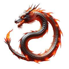 Obraz premium Fiery Metallic Dragon Illustration 