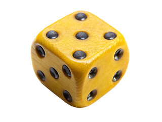  textured yellow six sided die featuring distinct b isolated on white background PNG, AI GENERATED