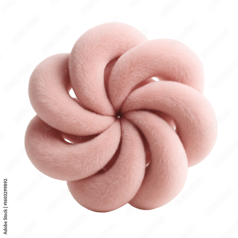 Aufkleber abstract plush pink flower-shaped pillow creating soft comforting atmosphere on transparent backgrou