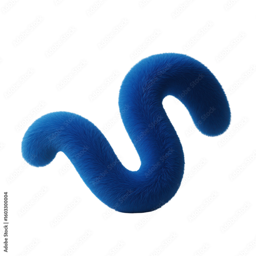 Poster abstract blue fluffy object with s-shape on transparent background creating a modern and playful vis