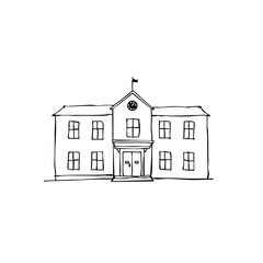 Simple line sketch of a school building  