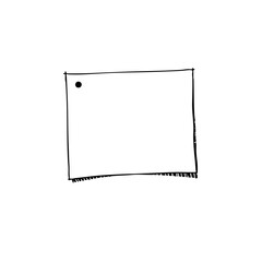 Simple line sketch of sticky note with pin and torn edge  