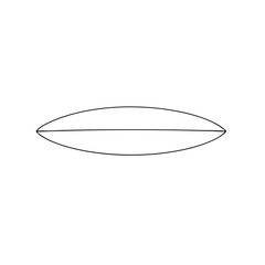 Simple line sketch of a surfboard in minimalist style  