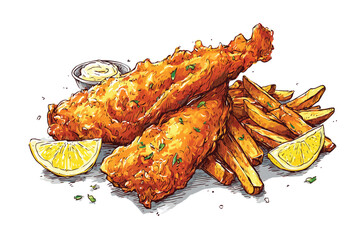 Fish and chips isolated