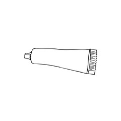 Simple line sketch of a toothpaste tube  