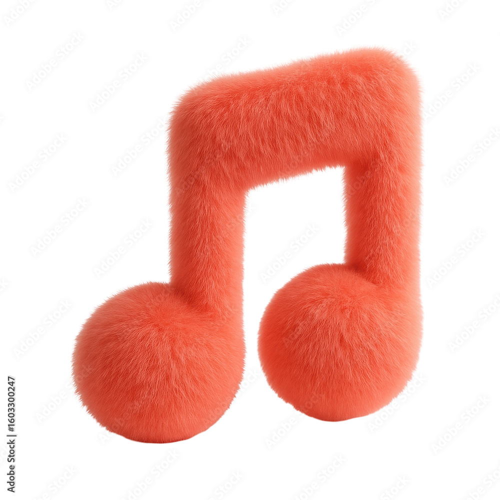 Poster soft fuzzy red musical note icon isolated on transparent background symbolizing sound harmony and cr