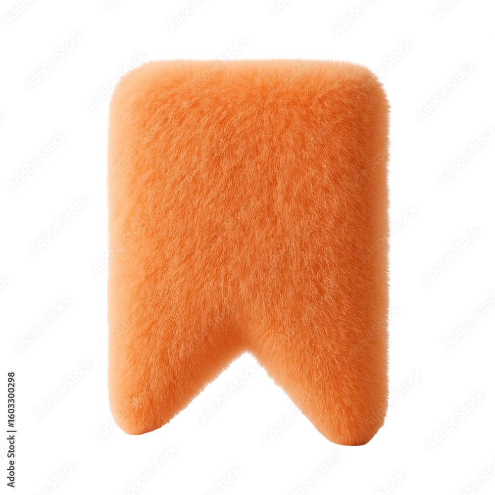 Poster fluffy orange icon with soft texture resembling a tooth on transparent background conveying warmth a