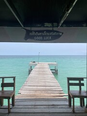 Quiet tropical beach with pastel sky in Thailand