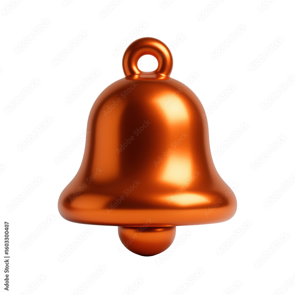 Aufkleber glossy orange bell icon on a transparent background, symbolizing notification and alert, minimalist 