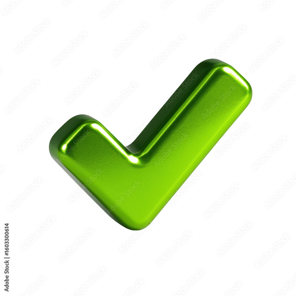 Poster glossy green check mark icon symbolizing approval and success, isolated on transparent background fo