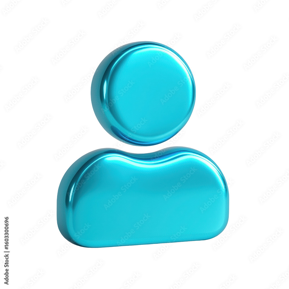 Poster glossy blue 3d user profile icon on transparent background reflecting digital identity and web prese