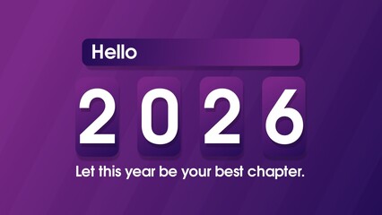 Happy new year 2026 background, modern purple,  celebration greeting card, stylish new year wish,