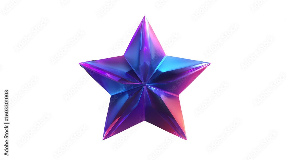 Aufkleber geometric five pointed star with iridescent color gradient on transparent background
