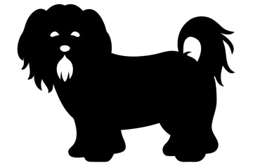 Shih Tzu Dog Silhouette with Blue Accents on White Background