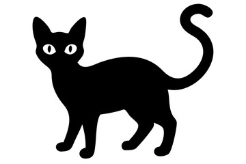 Siamese Cat Silhouette on White Background animal feline