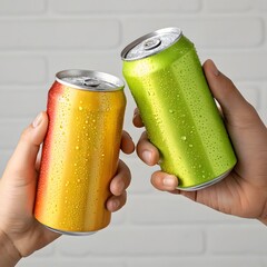 Two Aluminum Cans with Condensation