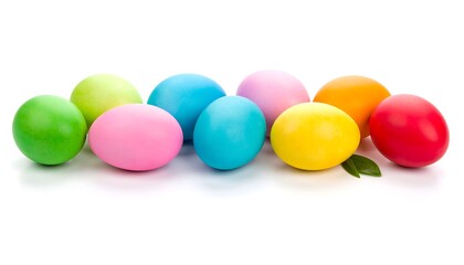 Colorful Easter eggs against white