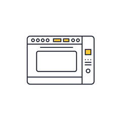 Fototapeta premium Modern microwave oven with control panel and yellow accents 
