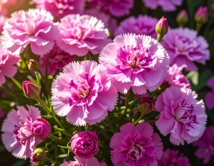 Close-up of vibrant pink carnations