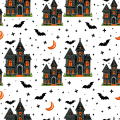 Halloween Pattern Collection &ndash; Seamless Spooky and Cute Designs with Pumpkins, Ghosts, Witches, Bats, and Trick-or-Treat Elements