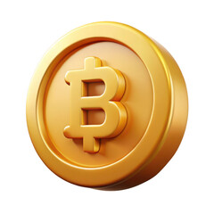 Obraz premium Golden Bitcoin Cryptocurrency Coin on Transparent Background