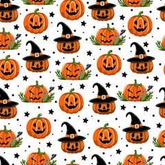 Halloween Pattern Collection – Seamless Spooky and Cute Designs with Pumpkins, Ghosts, Witches, Bats, and Trick-or-Treat Elements