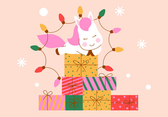Vector illustration with Horse, symbol of 2026 year according Chinese calendar. Print design with animal for greeting cards, posters, banners. Year of the Horse. Happy Chinese New year