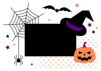 Halloween sale background. Holiday template. Halloween sale banner, party invitation concept background. Holiday design with bats, spider, cobweb, pumpkin
