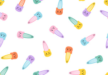Seamless pattern with Hair clip. Cute background