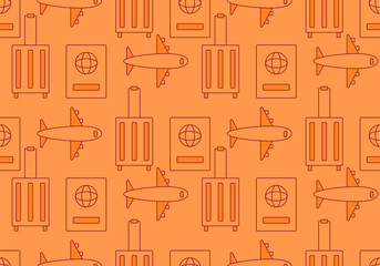 Travel and Holiday seamless pattern. Air Travel background.  Fun ornament for tourism, vacation planning, summer trips, traveling vector illustrations, seamless background