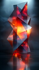 Crystalline abstract sculpture glowing fiery photos