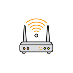 Wi-Fi router emitting signals in modern flat design style  