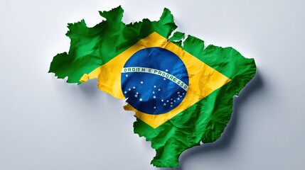 Map of Brazil with Flag Overlay