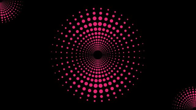 4k Looping Abstract Animated Halftone Dot Pattern &ndash; Circular Motion Graphic, Black Screen