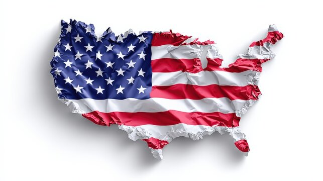 Map Of USA With National Flag Design - Powered by Adobe