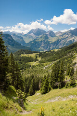 Fototapeta premium Lake Oeschinen in Switzerland, beautiful swiss mountain lake