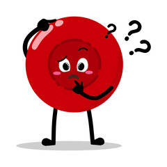 Cute Hand Drawn red Blood Cell Questioning and Thinking